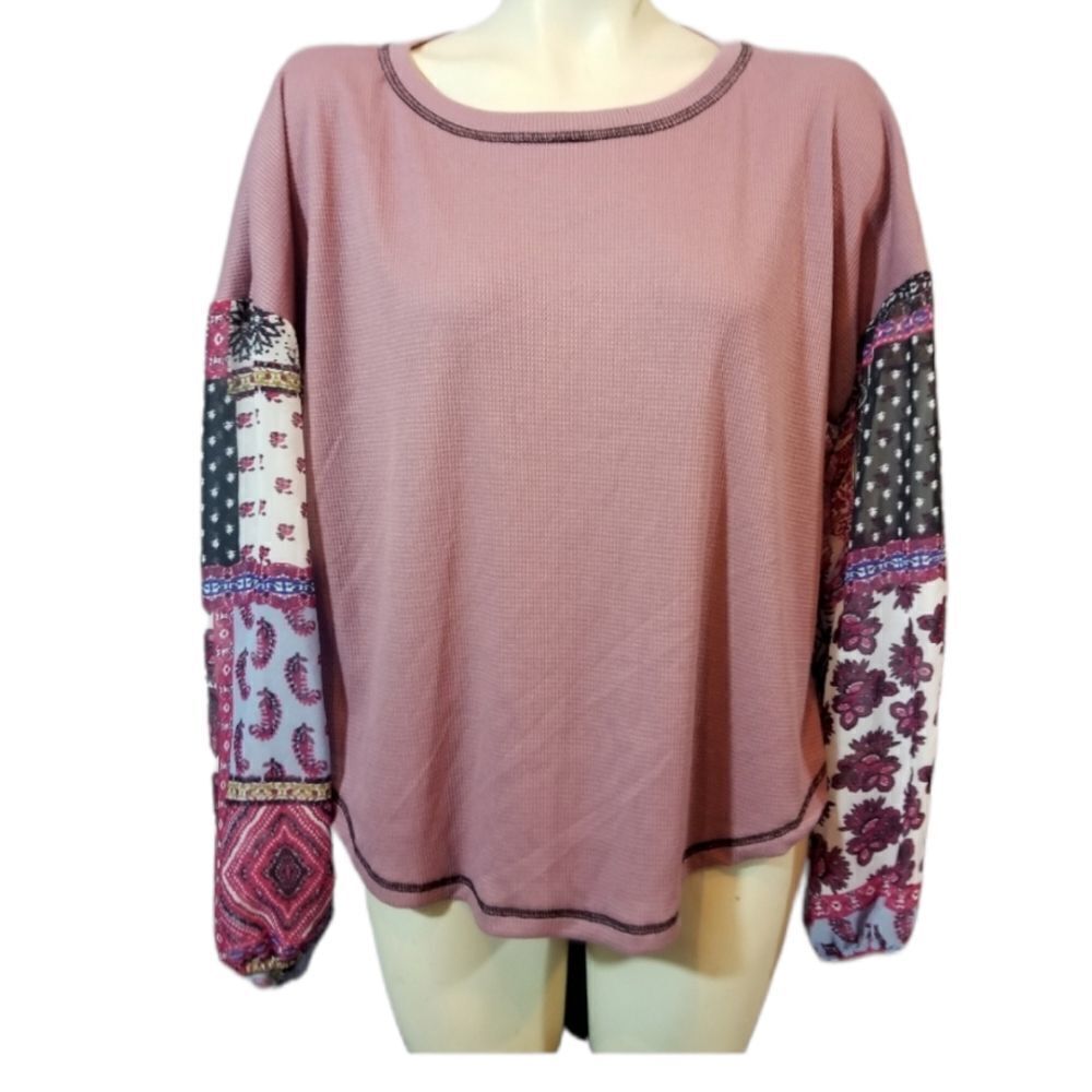 Baea Pink Paisley Knit Blouse Size 1X‎